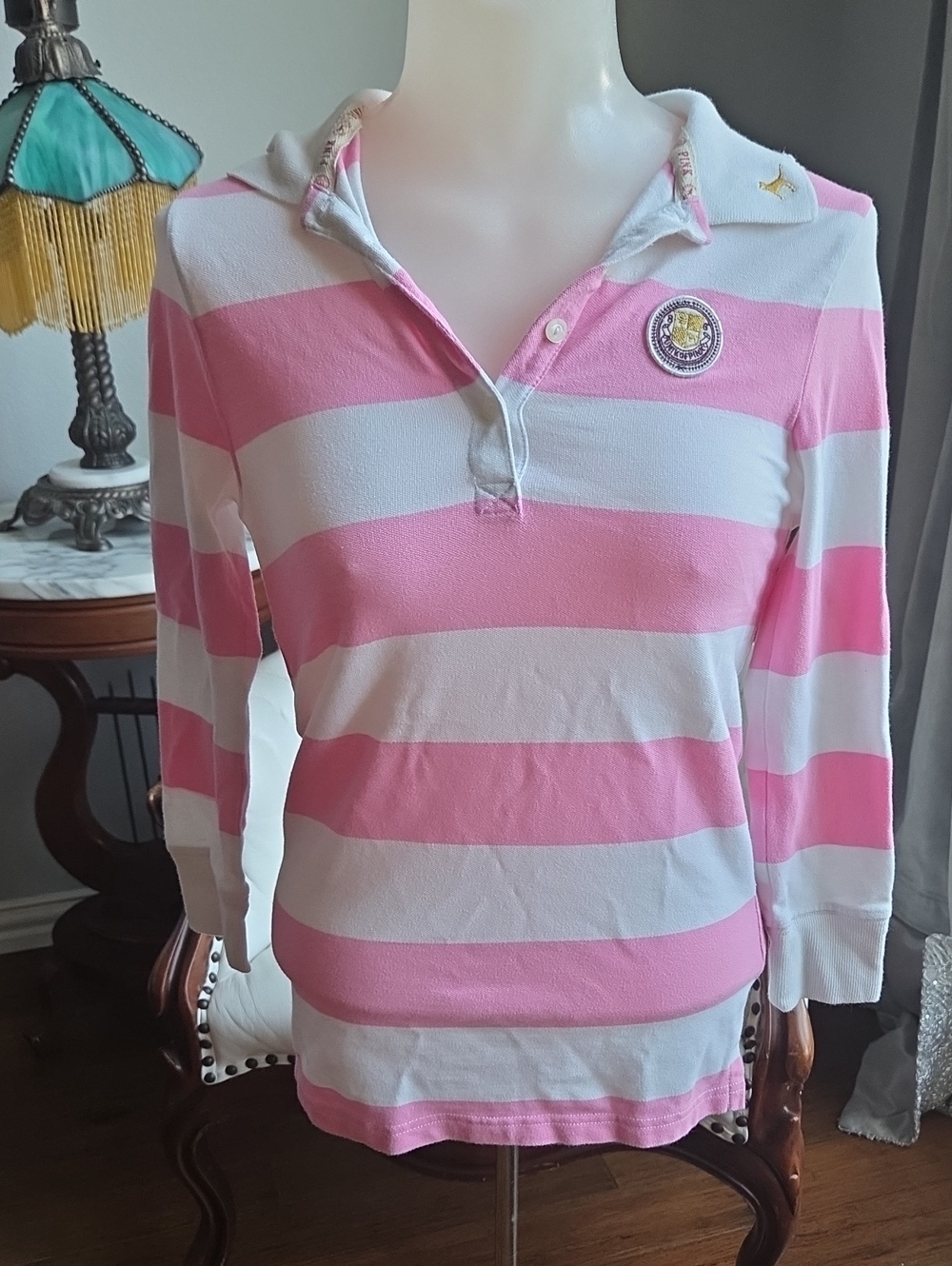 Victoria's Secret PINK Pink and White Striped Polo